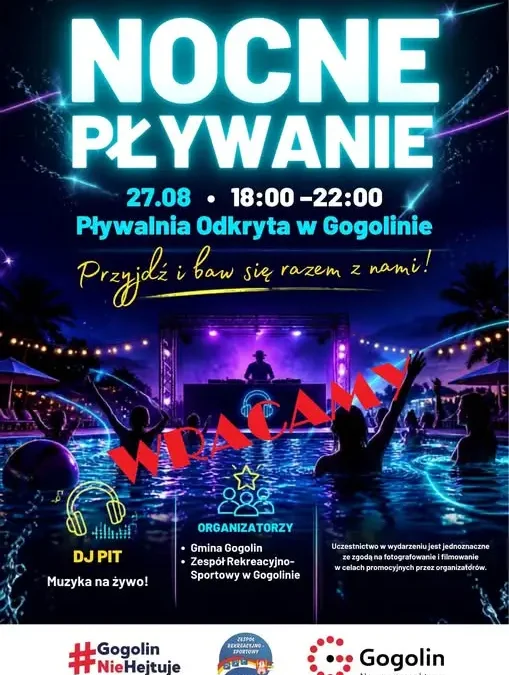 Nocne pływanie w Gogolinie: ostatnia taka impreza w tym sezonie już w czwartek