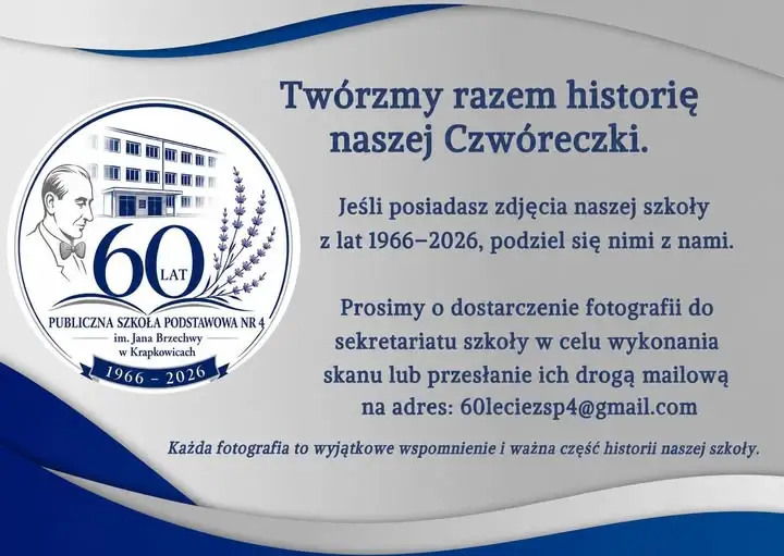 Zbieramy wspomnienia: Szkoła Podstawowa nr 4 w Krapkowicach prosi o zdjęcia z lat 1966–2026
