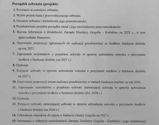 Zebranie mieszkańców dzielnicy Gogolin-Karłubiec zaplanowane na 23 września