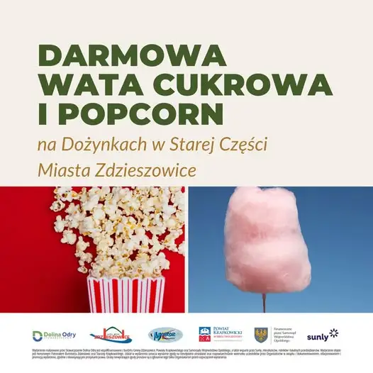 Słodka atrakcja na dożynkach w Zdzieszowicach – darmowa wata cukrowa i popcorn