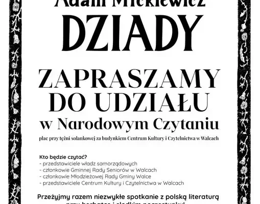 Narodowe Czytanie „Dziadów” w Walcach – spotkanie przy tężni solankowej
