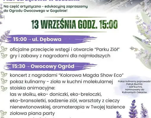 Gmina Gogolin zaprasza na otwarcie Parku Ziół i ziołowy festyn