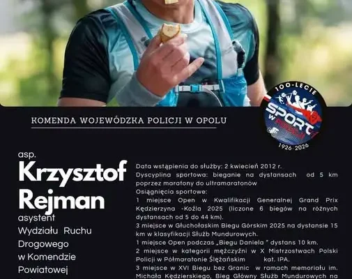 Asp. Krzysztof Rejman walczy o tytuł Najpopularniejszego Sportowca 100-lecia Policji