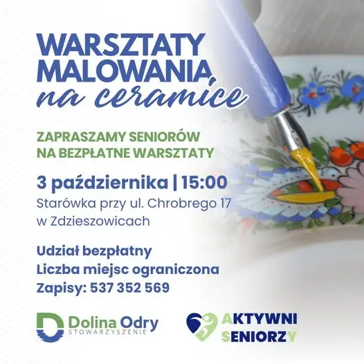 Zdzieszowice: bezpłatne warsztaty malowania na ceramice dla seniorów już 3 października