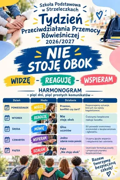 Szkoła Podstawowa w Strzeleczkach włącza się w Tydzień Przeciwdziałania Przemocy Rówieśniczej