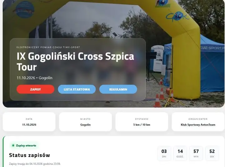 Cross Szpica Tour 2026 w Gogolinie – zapisy tylko do niedzieli