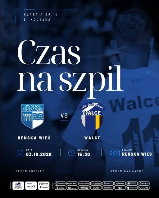 LZS Walce zagra w 8. kolejce z LKS Śląsk Reńska Wieś