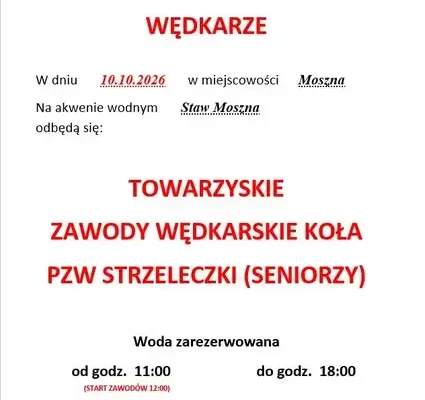 Wędkarze seniorzy zakończą sezon nad stawem w Mosznej