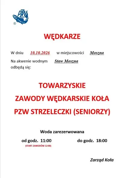 Wędkarze seniorzy zakończą sezon nad stawem w Mosznej
