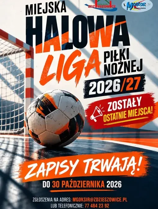 Zdzieszowice: trwają zapisy do Miejskiej Halowej Ligi Piłki Nożnej 2026/2027