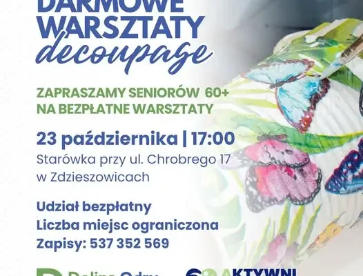 Zdzieszowice: bezpłatne warsztaty decoupage dla seniorów 60+ już 23 października