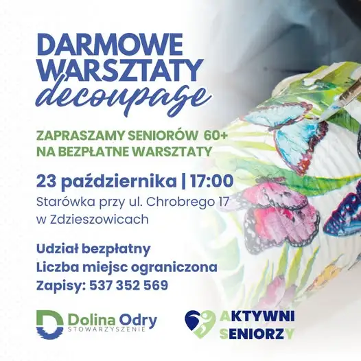 Zdzieszowice: bezpłatne warsztaty decoupage dla seniorów 60+ już 23 października