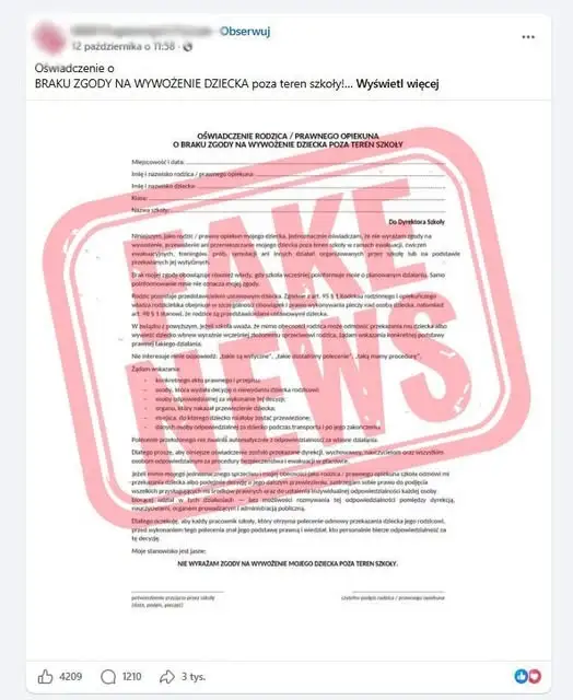 Fałszywe oświadczenia w szkołach. Straż pożarna ostrzega przed dezinformacją